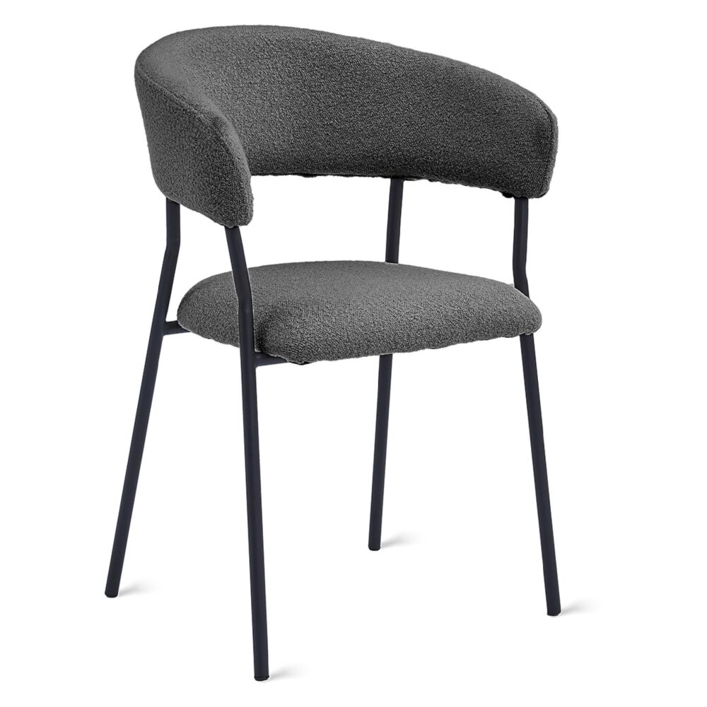 bouclé eetkamerstoelen antraciet Astra afbeelding 1