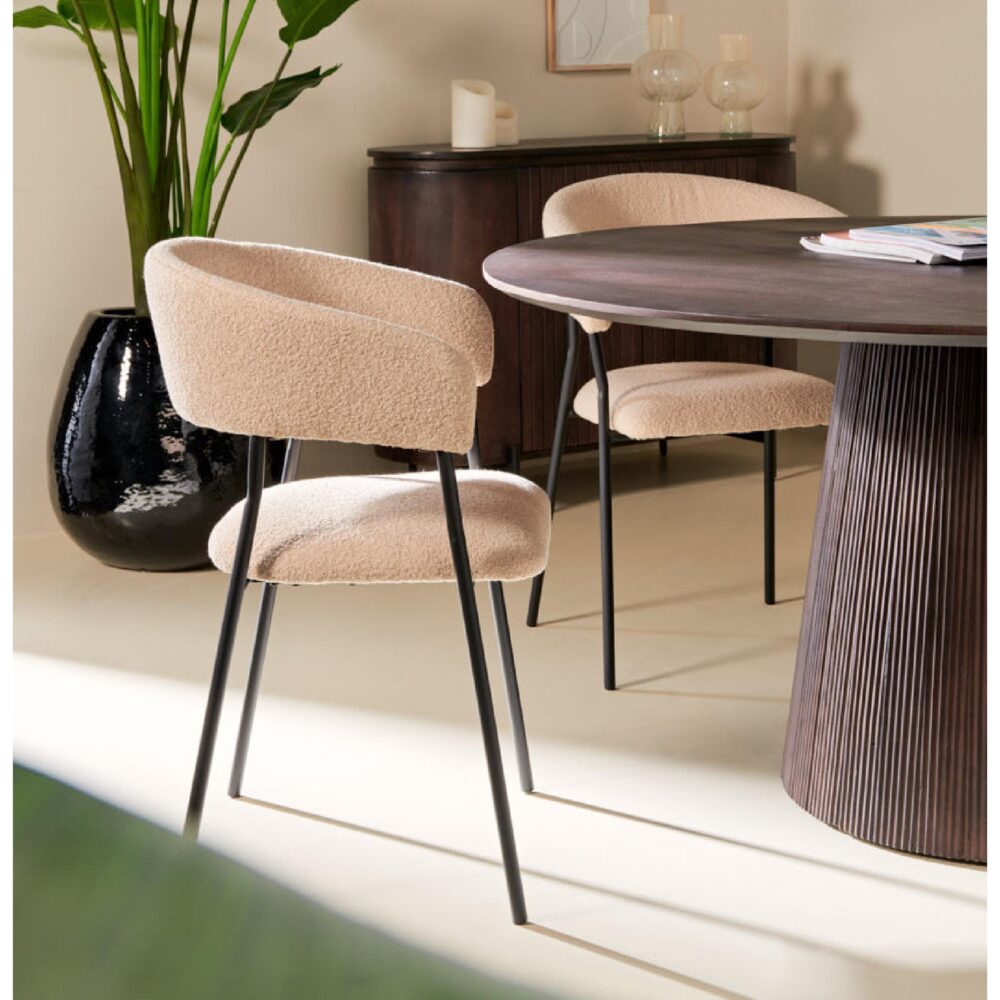 bouclé eetkamerstoelen taupe Astra afbeelding 9