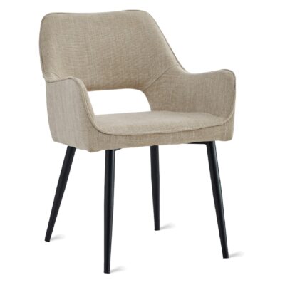 crème stoffen eetkamerstoelen met armleuningen Ronn afbeelding 1