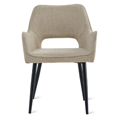 crème stoffen eetkamerstoelen met armleuningen Ronn afbeelding 3