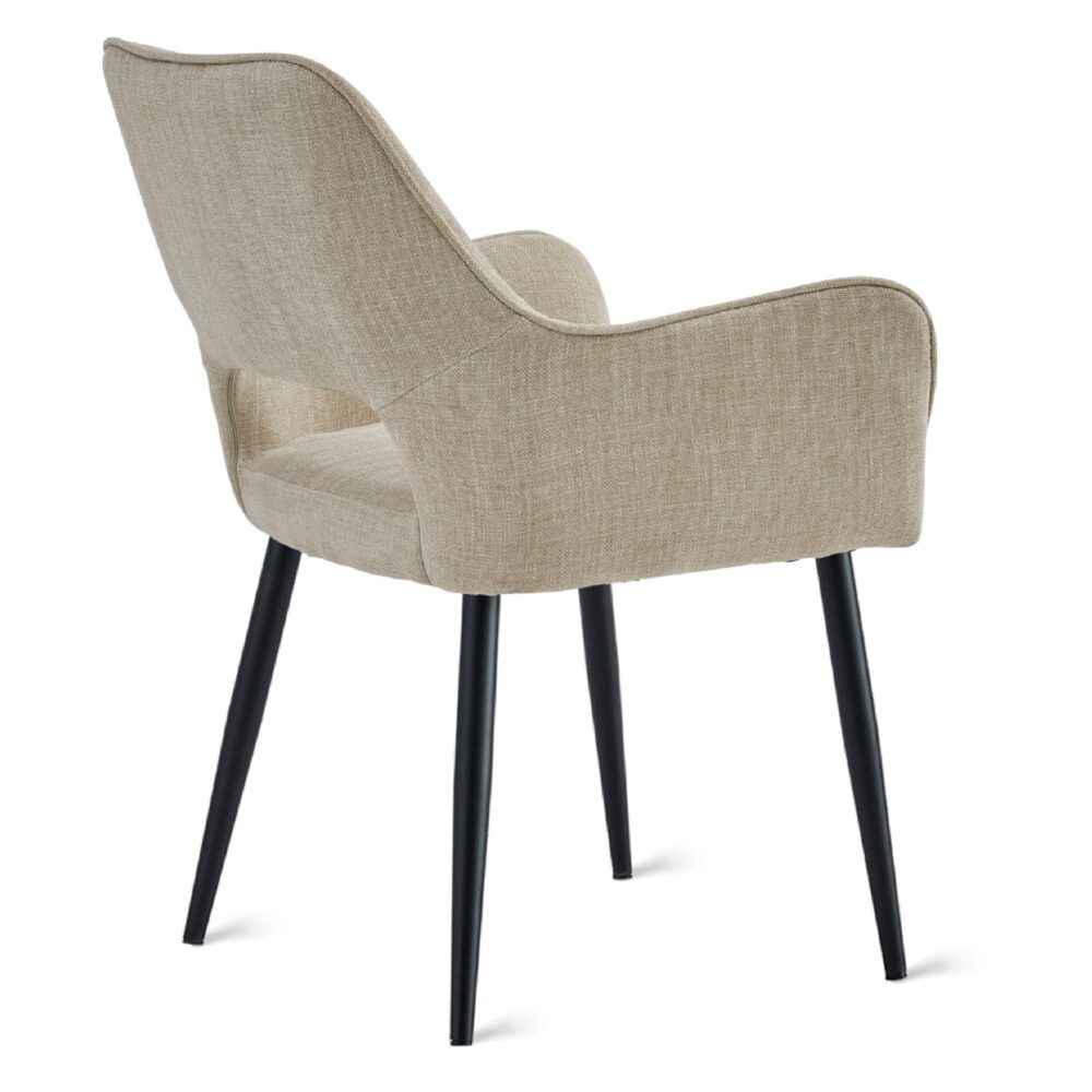 crème stoffen eetkamerstoelen met armleuningen Ronn afbeelding 2