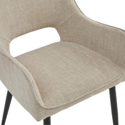 crème stoffen eetkamerstoelen met armleuningen Ronn afbeelding 6