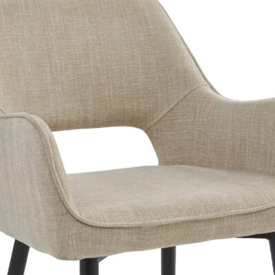 crème stoffen eetkamerstoelen met armleuningen Ronn afbeelding 5