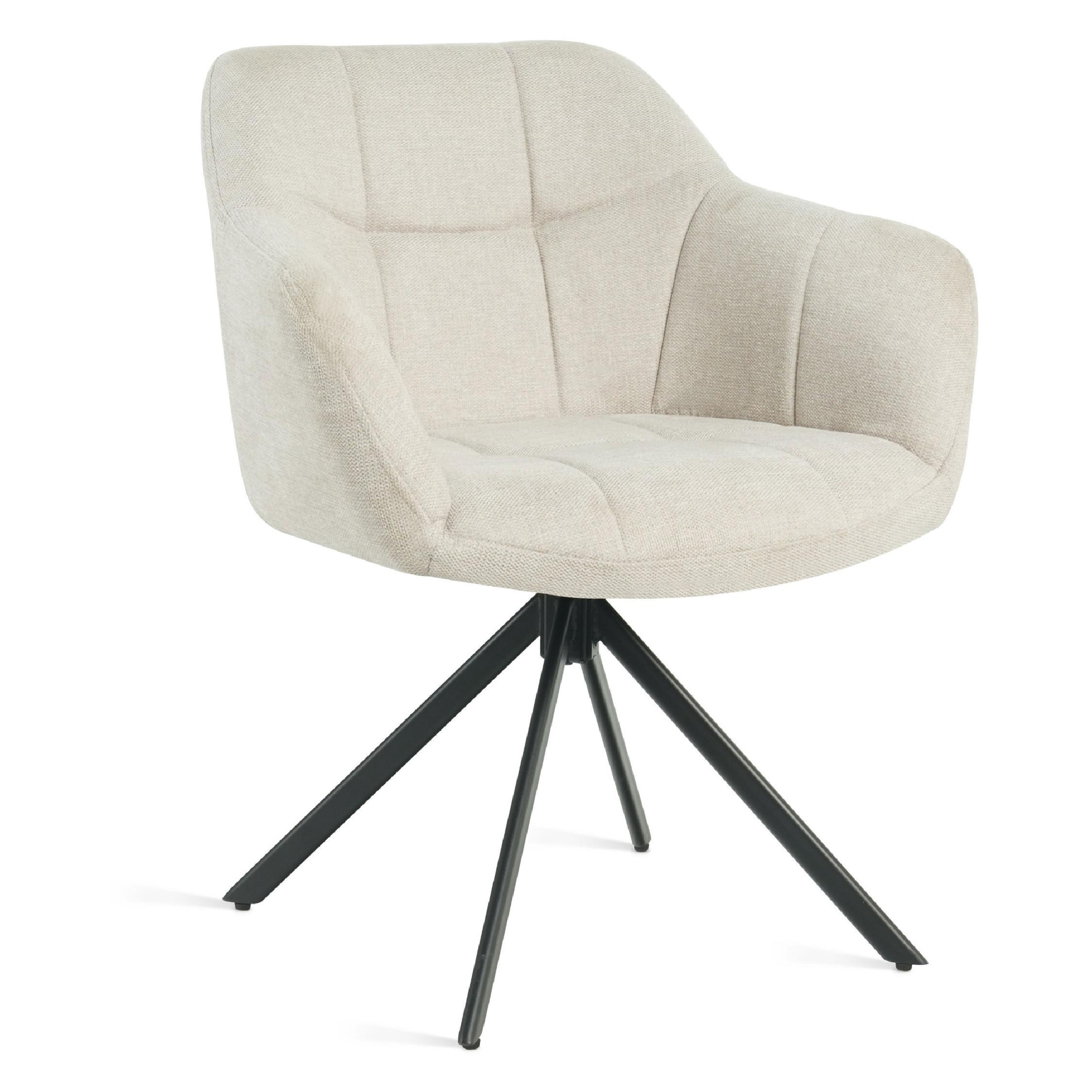 draaibare eetkamerstoel Lune beige linnen afbeelding 3