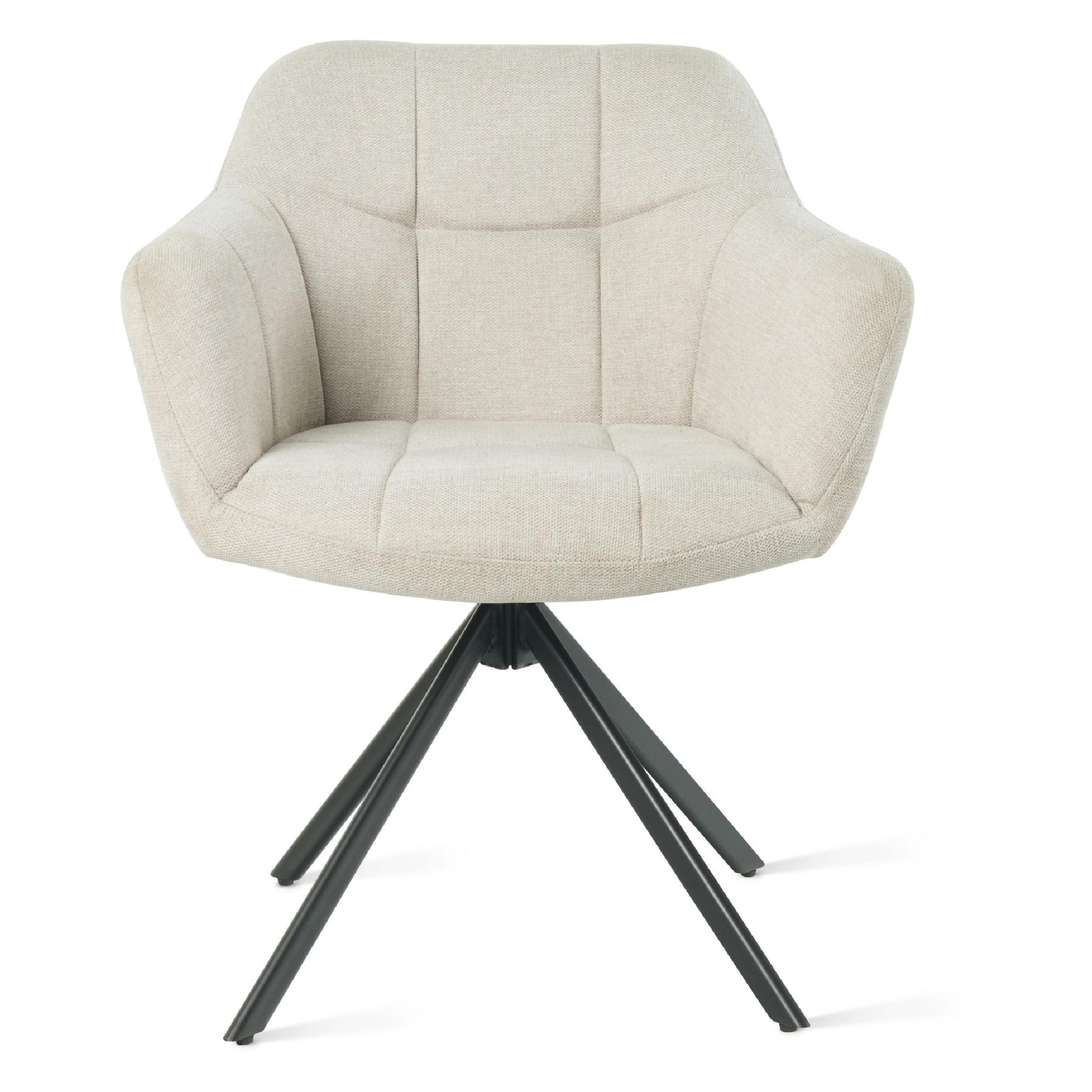 draaibare eetkamerstoel Lune beige linnen afbeelding 2