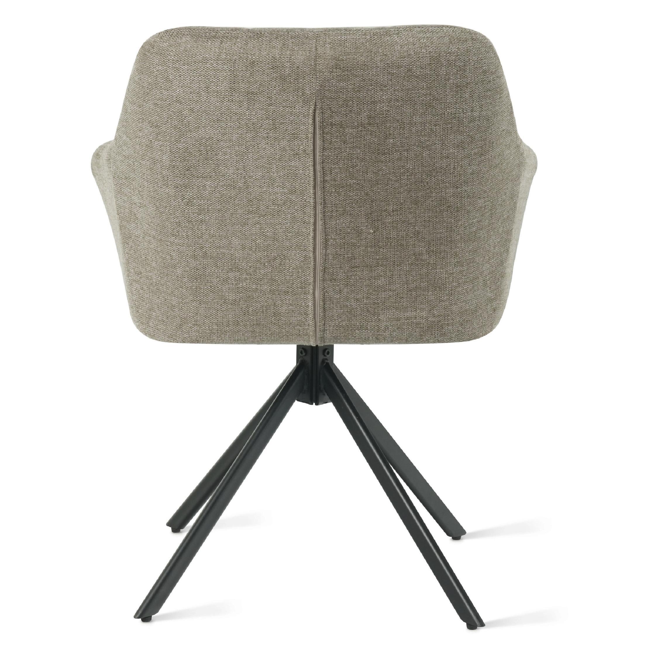 draaibare eetkamerstoel Lune taupe linnen afbeelding 5