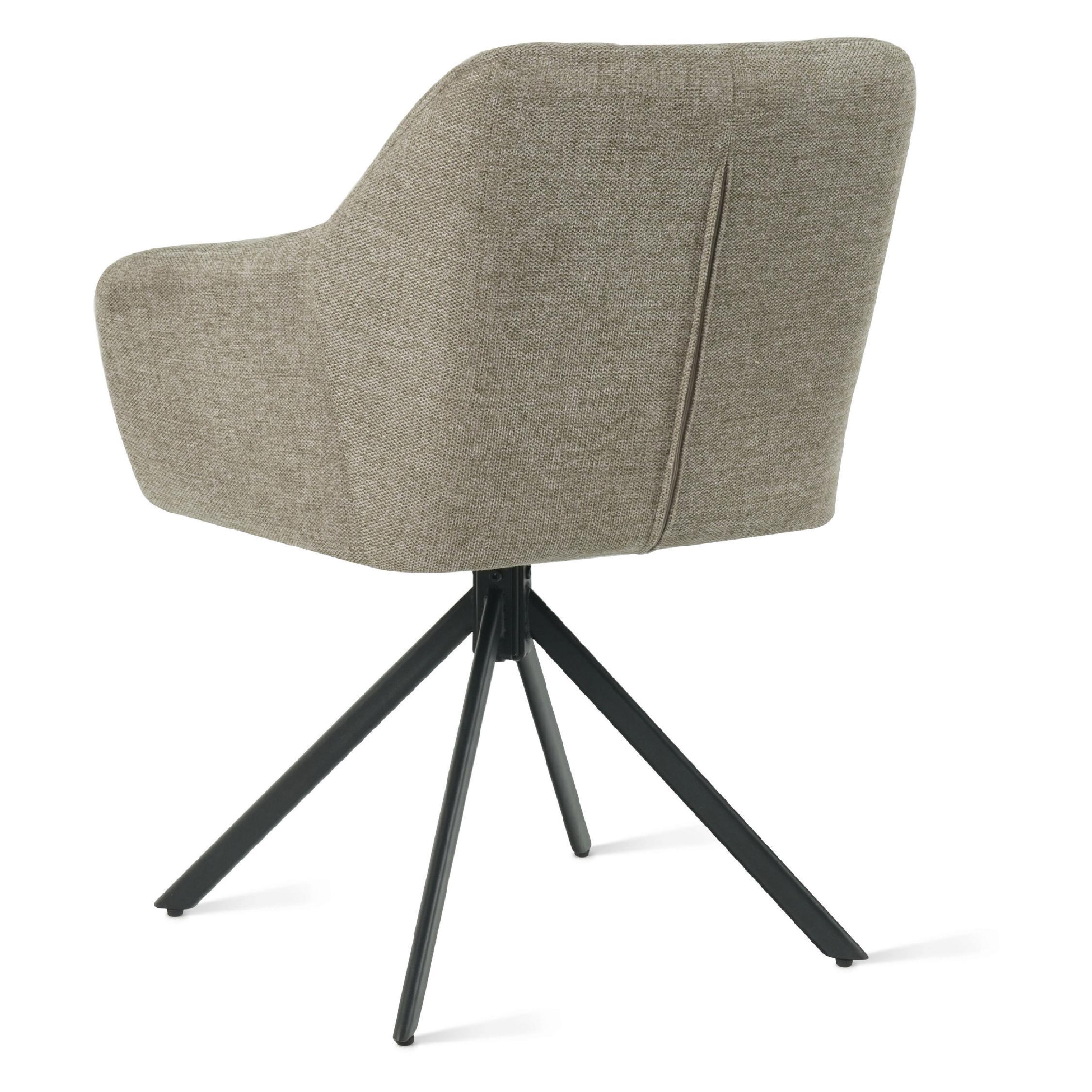 draaibare eetkamerstoel Lune taupe linnen afbeelding 4