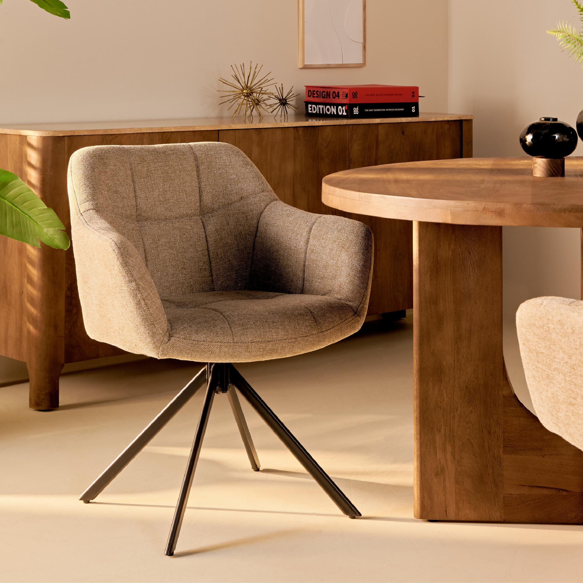 draaibare eetkamerstoel Lune taupe linnen afbeelding 10