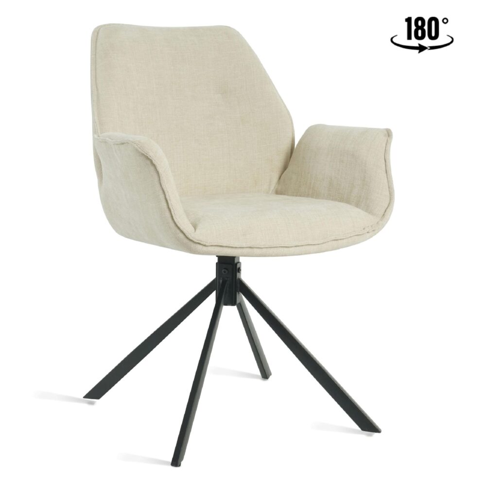 beige draaibare eetkamerstoelen met armleuning Livia afbeelding 1