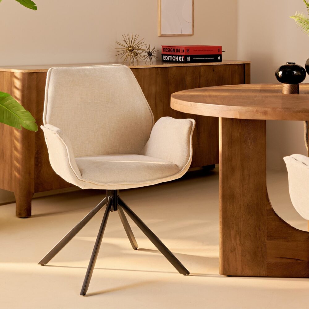 beige draaibare eetkamerstoelen met armleuning Livia afbeelding 9