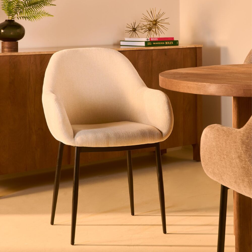 Elya beige stoffen eetkamerstoelen set van 2 afbeelding 8