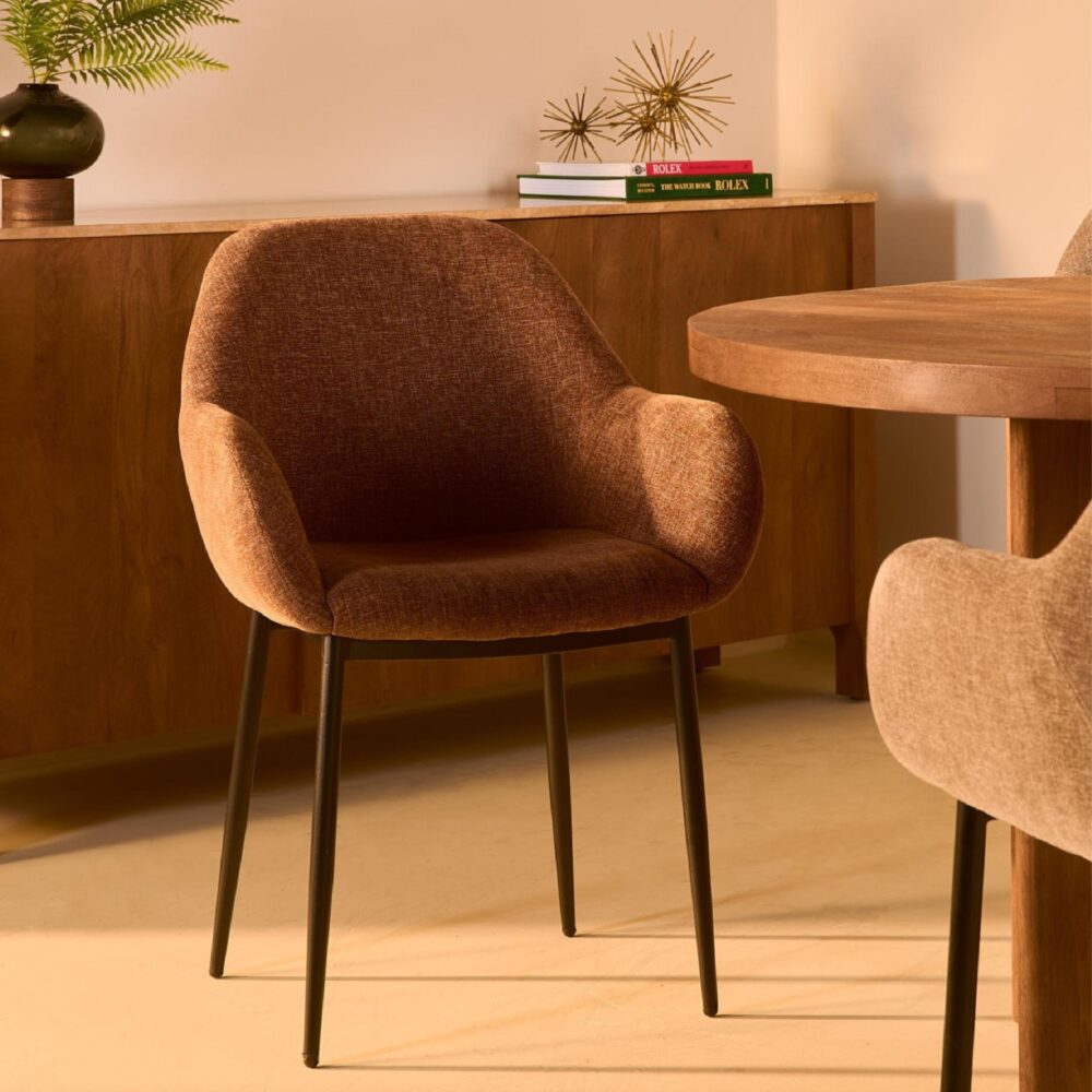 bruine stoffen eetkamerstoelen set van 2 Elya afbeelding 8