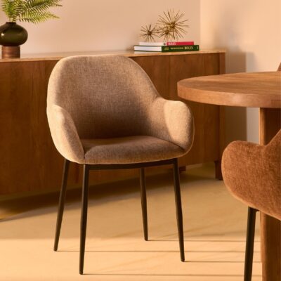 taupe stoffen eetkamerstoelen Elya afbeelding 8