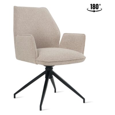 draaibare bouclé eetkamerstoelen met armleuning Emmy afbeelding 1