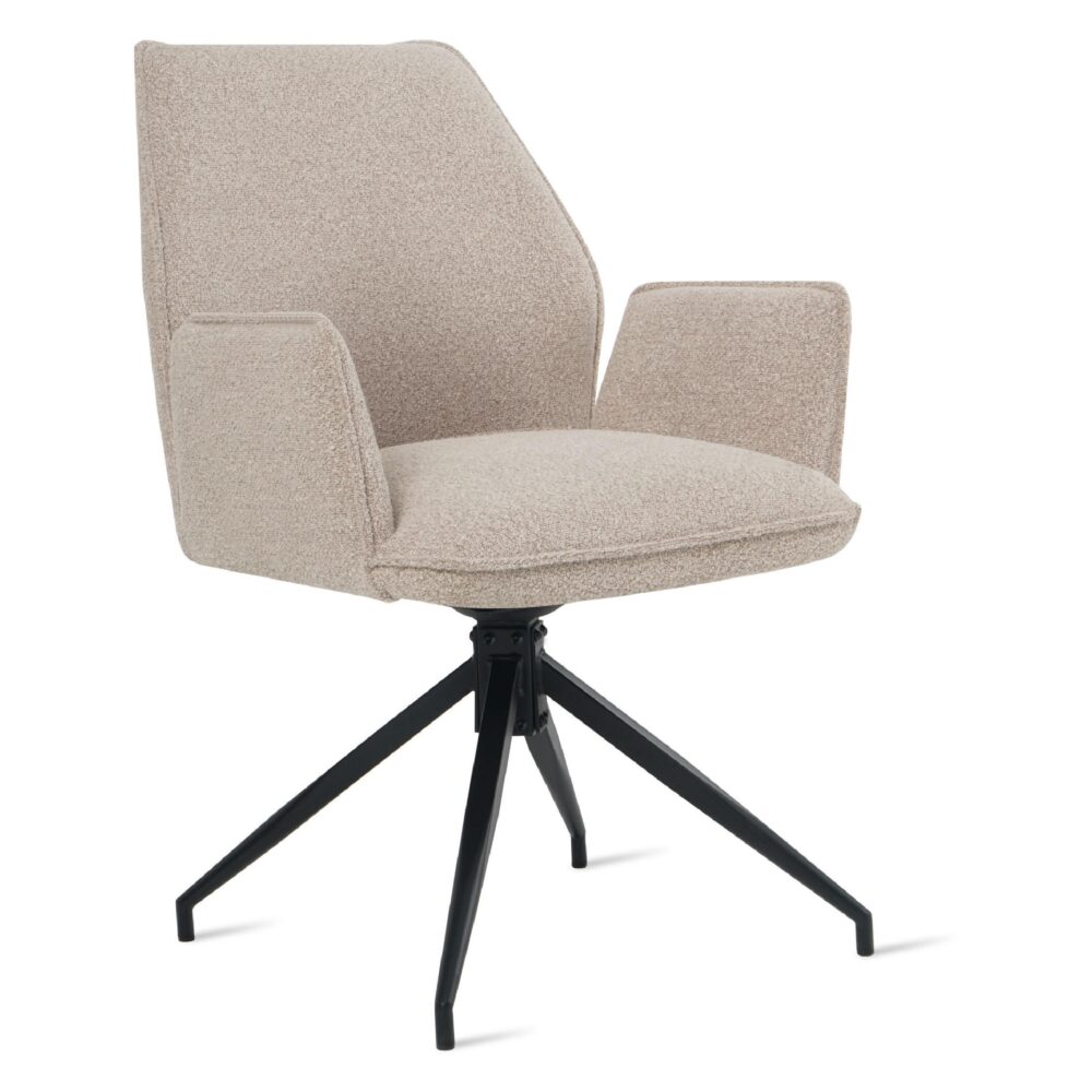 draaibare bouclé eetkamerstoelen met armleuning Emmy afbeelding 2