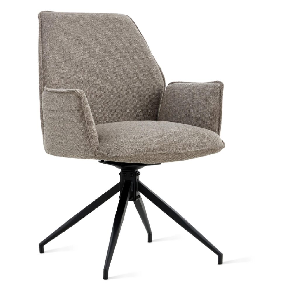 draaibare taupe eetkamerstoelen met armleuning Emmy afbeelding 3