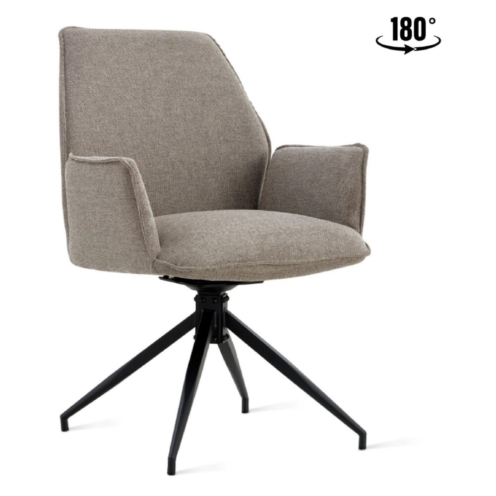 draaibare taupe eetkamerstoelen met armleuning Emmy afbeelding 1