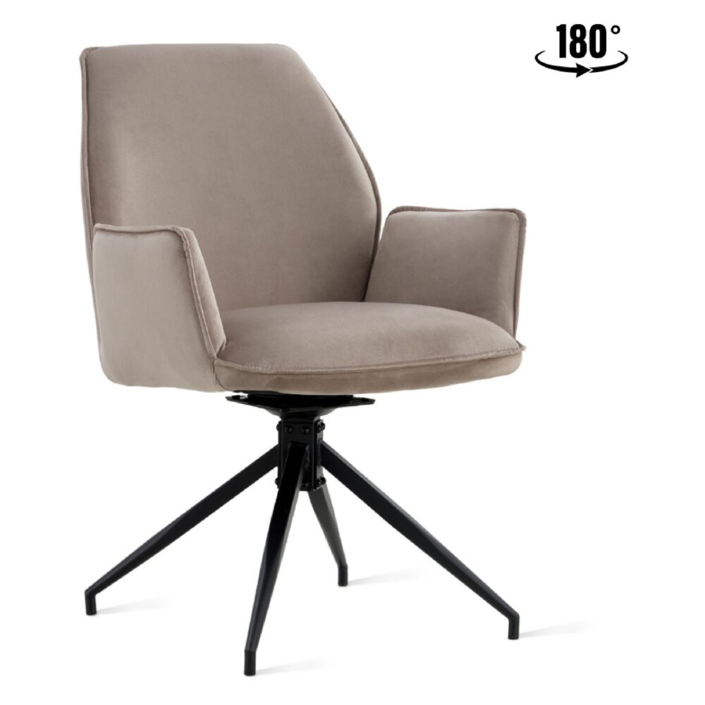 taupe velvet draaibare eetkamerstoelen met armleuning Emmy afbeelding 1