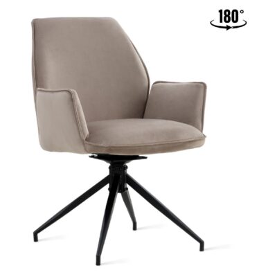 taupe velvet draaibare eetkamerstoelen met armleuning Emmy afbeelding 1