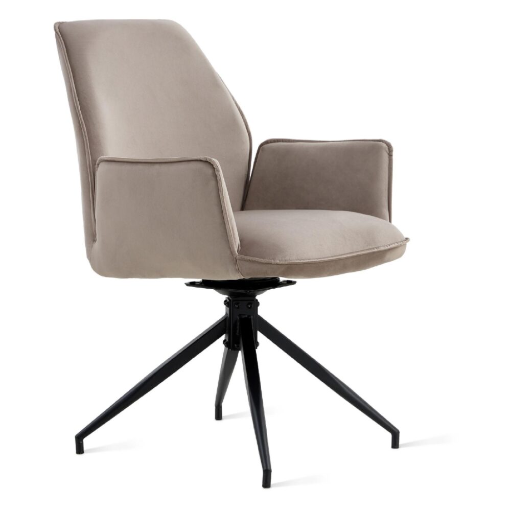 taupe velvet draaibare eetkamerstoelen met armleuning Emmy afbeelding 4