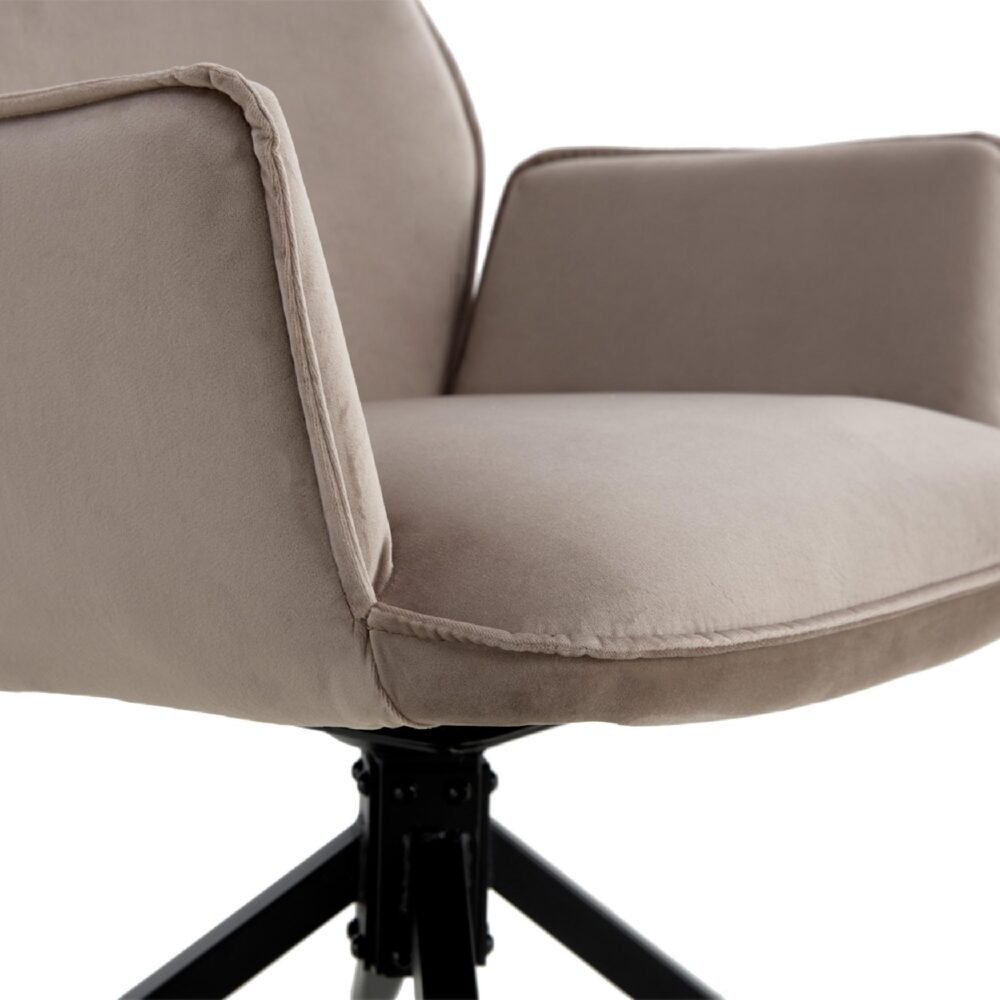 taupe velvet draaibare eetkamerstoelen met armleuning Emmy afbeelding 7
