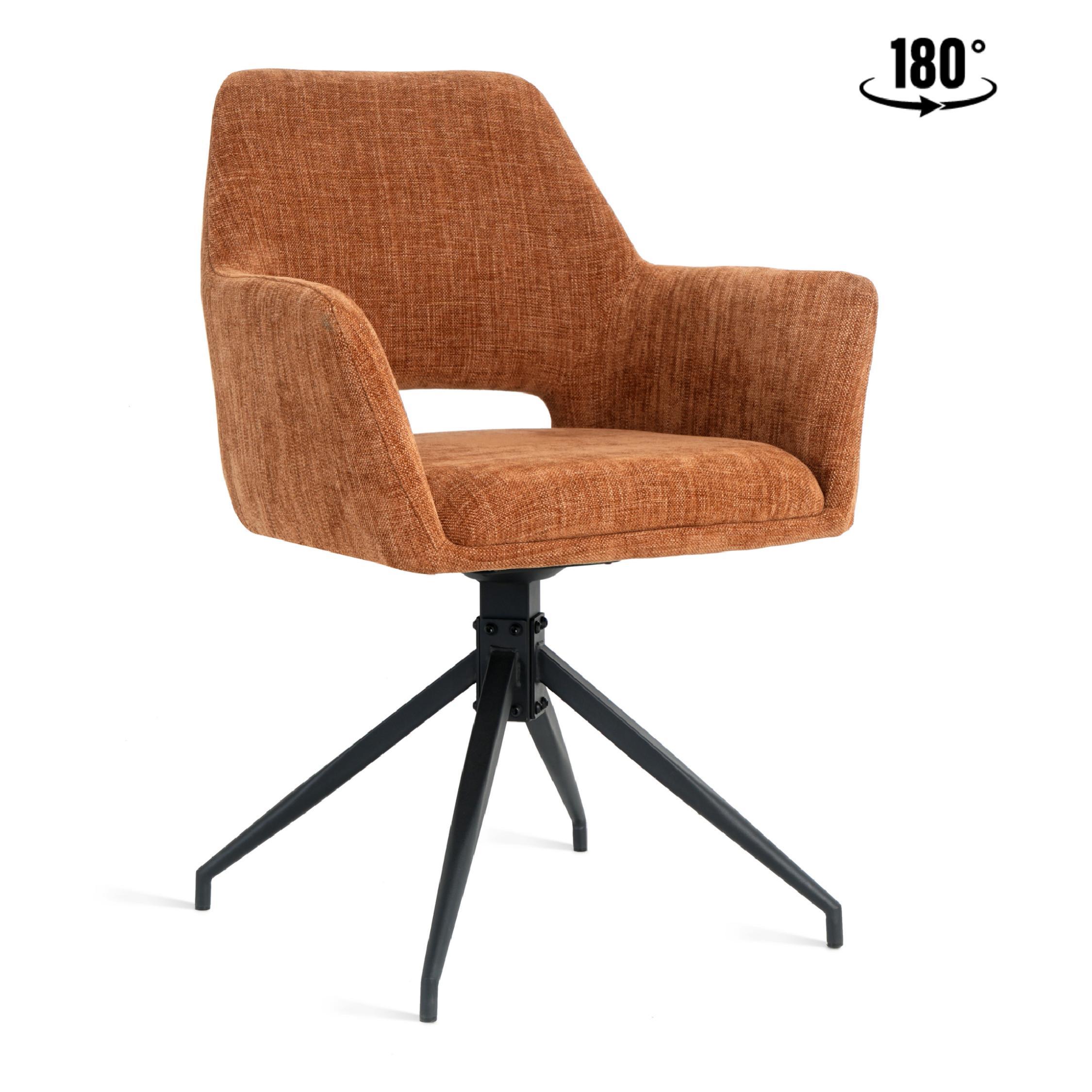 draaibare eetkamerstoelen met armleuning Savi stof roest afbeelding 1