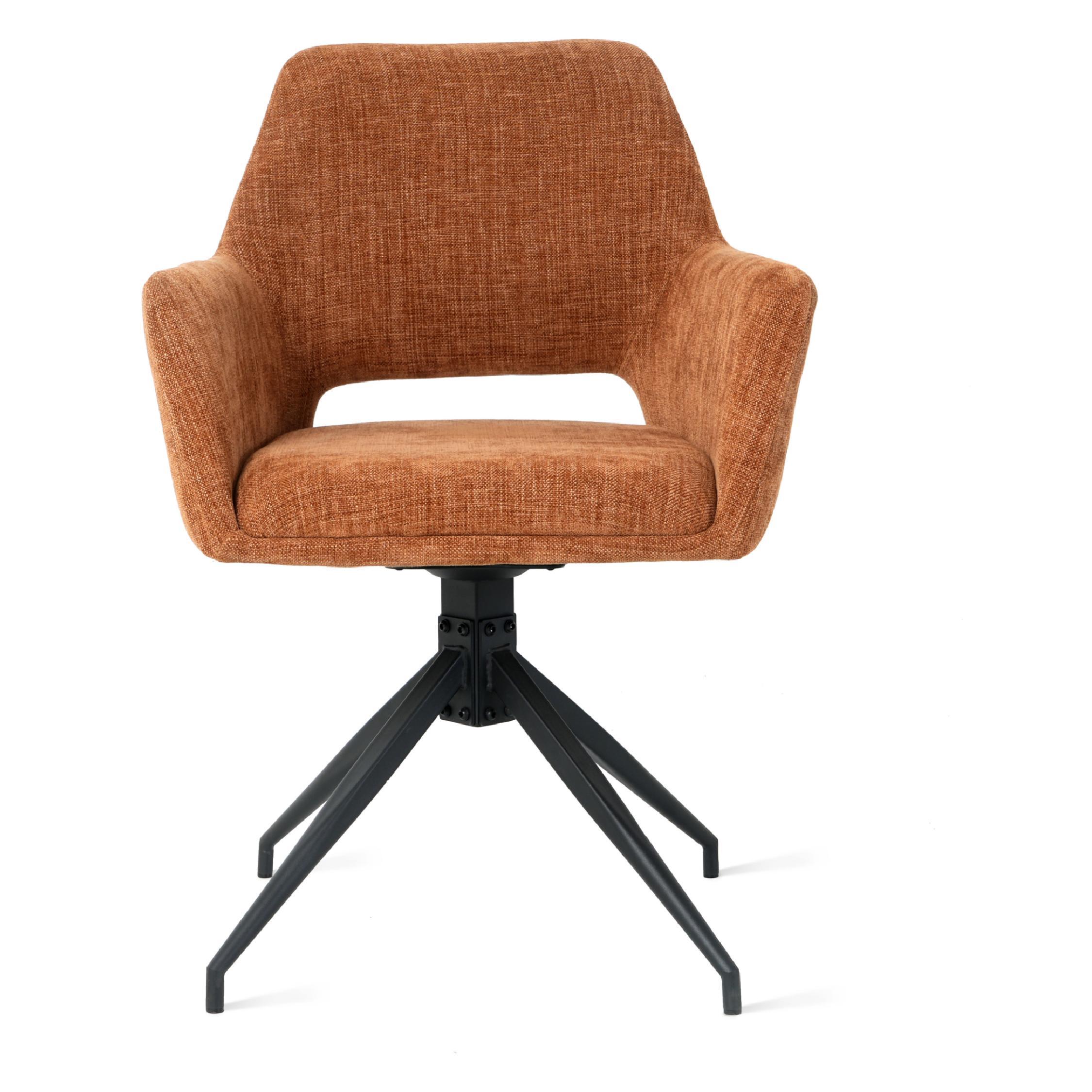 draaibare eetkamerstoelen met armleuning Savi stof roest afbeelding 2