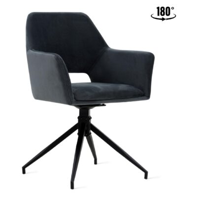 velvet draaibare eetkamerstoelen antraciet Savi afbeelding 1