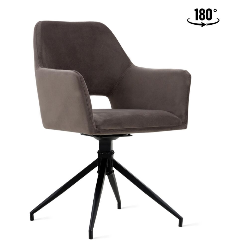 grijze velvet draaibare eetkamerstoelen met armleuning Savi afbeelding 1