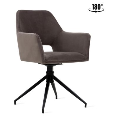 grijze velvet draaibare eetkamerstoelen met armleuning Savi afbeelding 1
