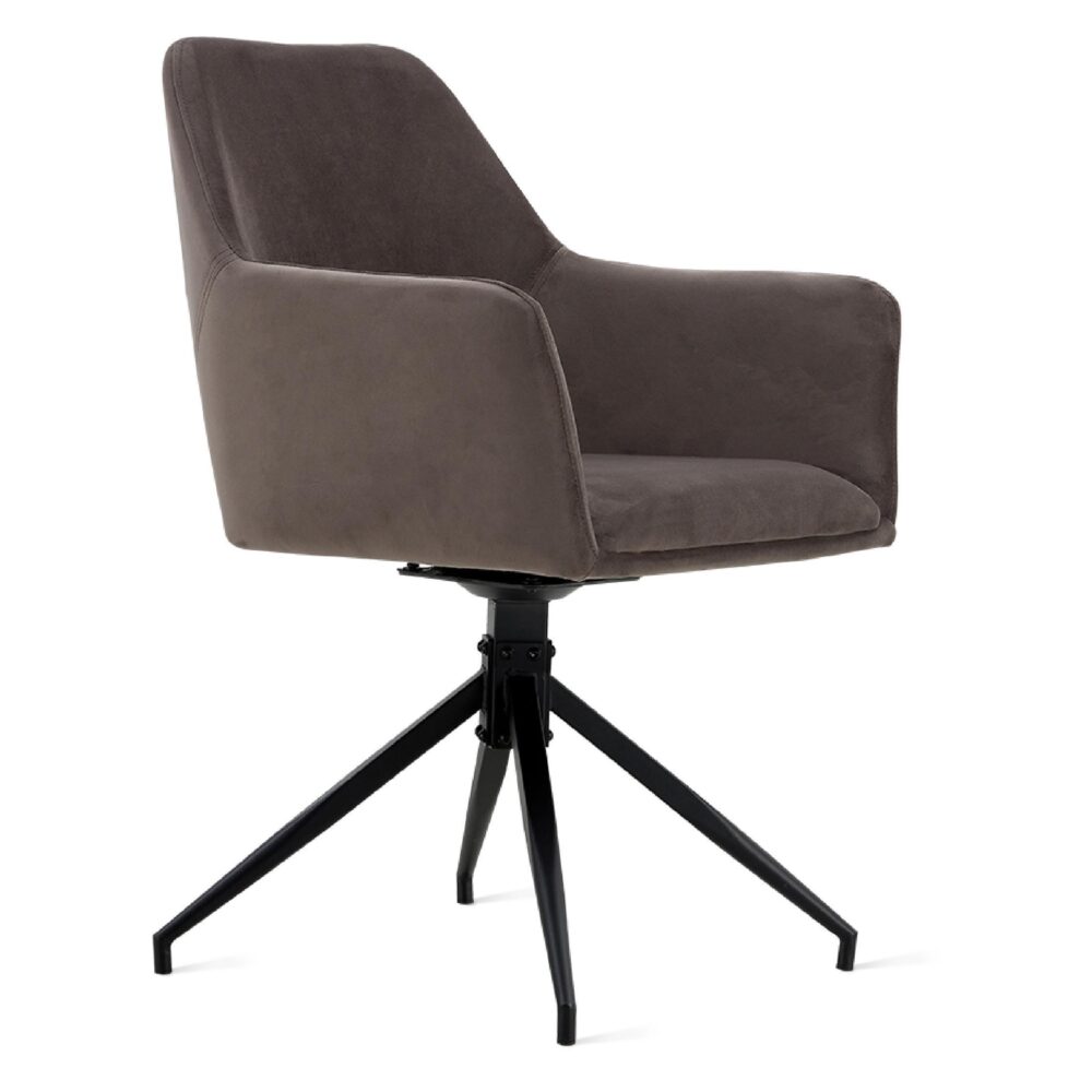 grijze velvet draaibare eetkamerstoelen met armleuning Savi afbeelding 4