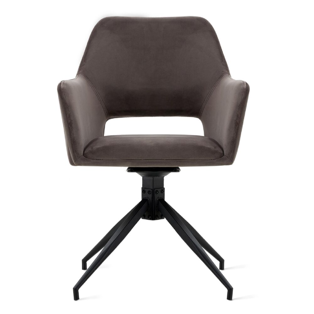 grijze velvet draaibare eetkamerstoelen met armleuning Savi afbeelding 2