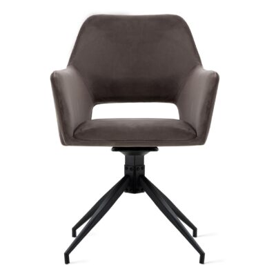 grijze velvet draaibare eetkamerstoelen met armleuning Savi afbeelding 2