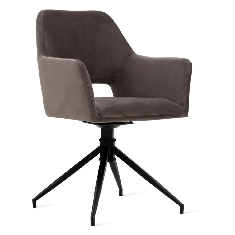 grijze velvet draaibare eetkamerstoelen met armleuning Savi afbeelding 3