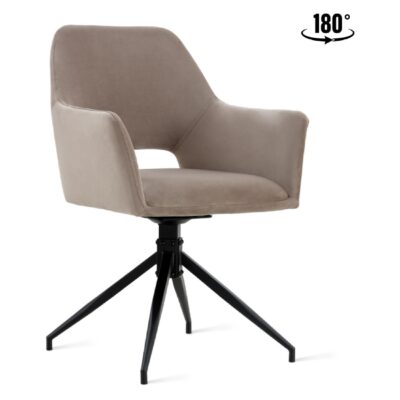 Savi taupe velvet draaibare eetkamerstoelen met armleuningen afbeelding 1