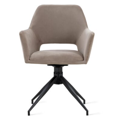 Savi taupe velvet draaibare eetkamerstoelen met armleuningen afbeelding 2
