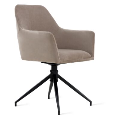 Savi taupe velvet draaibare eetkamerstoelen met armleuningen afbeelding 4