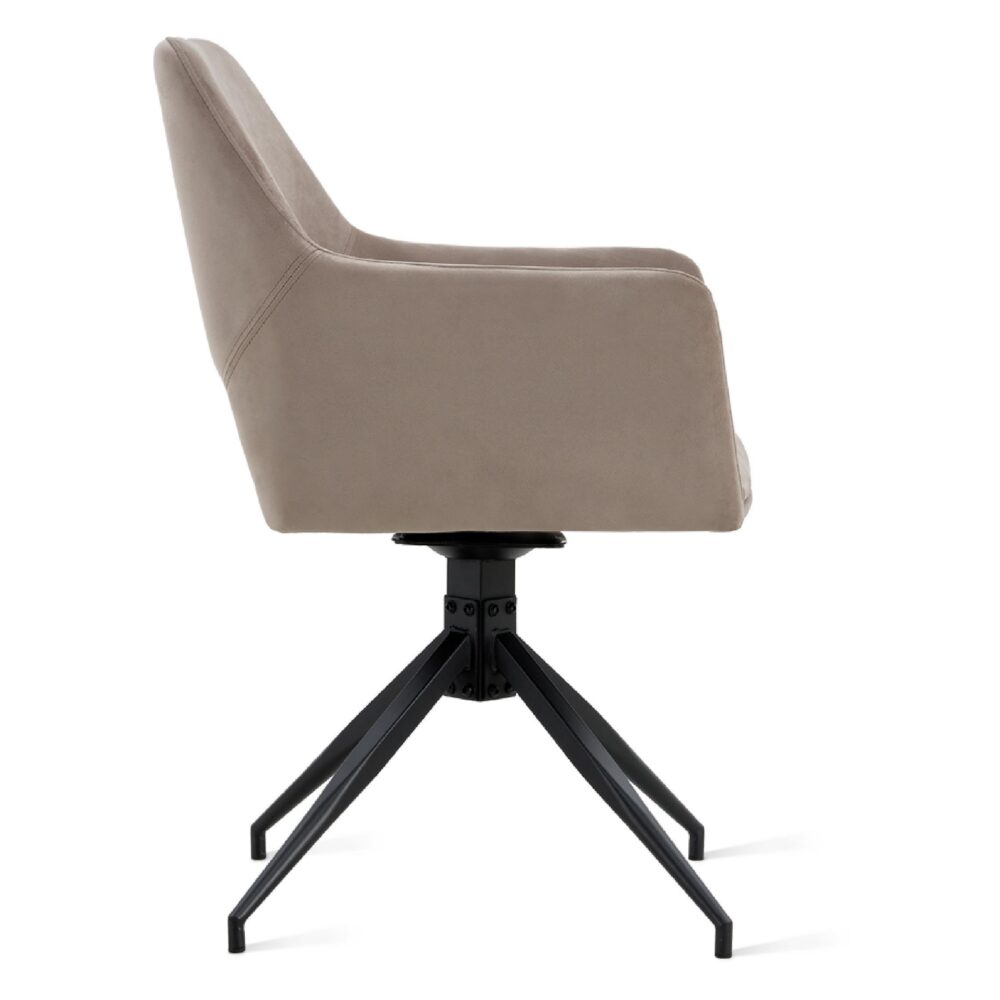 Savi taupe velvet draaibare eetkamerstoelen met armleuningen afbeelding 5