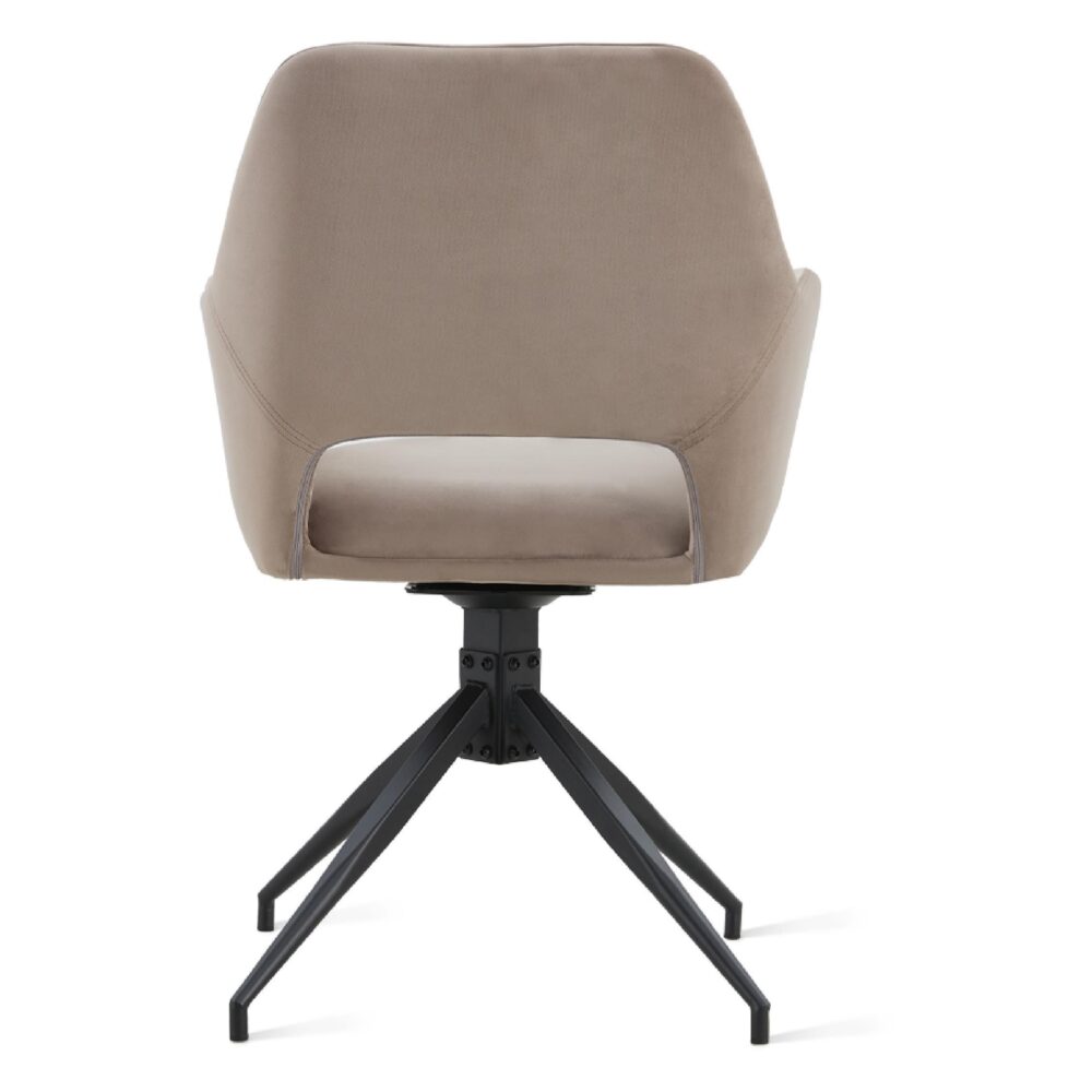 Savi taupe velvet draaibare eetkamerstoelen met armleuningen afbeelding 6