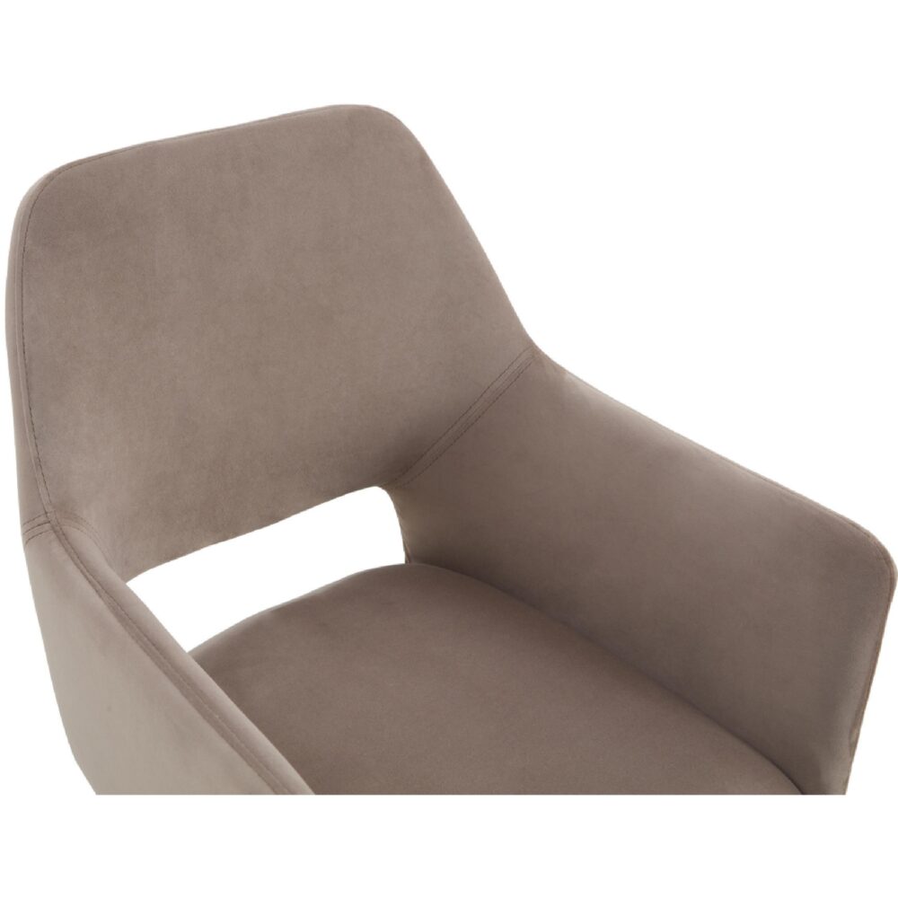Savi taupe velvet draaibare eetkamerstoelen met armleuningen afbeelding 7