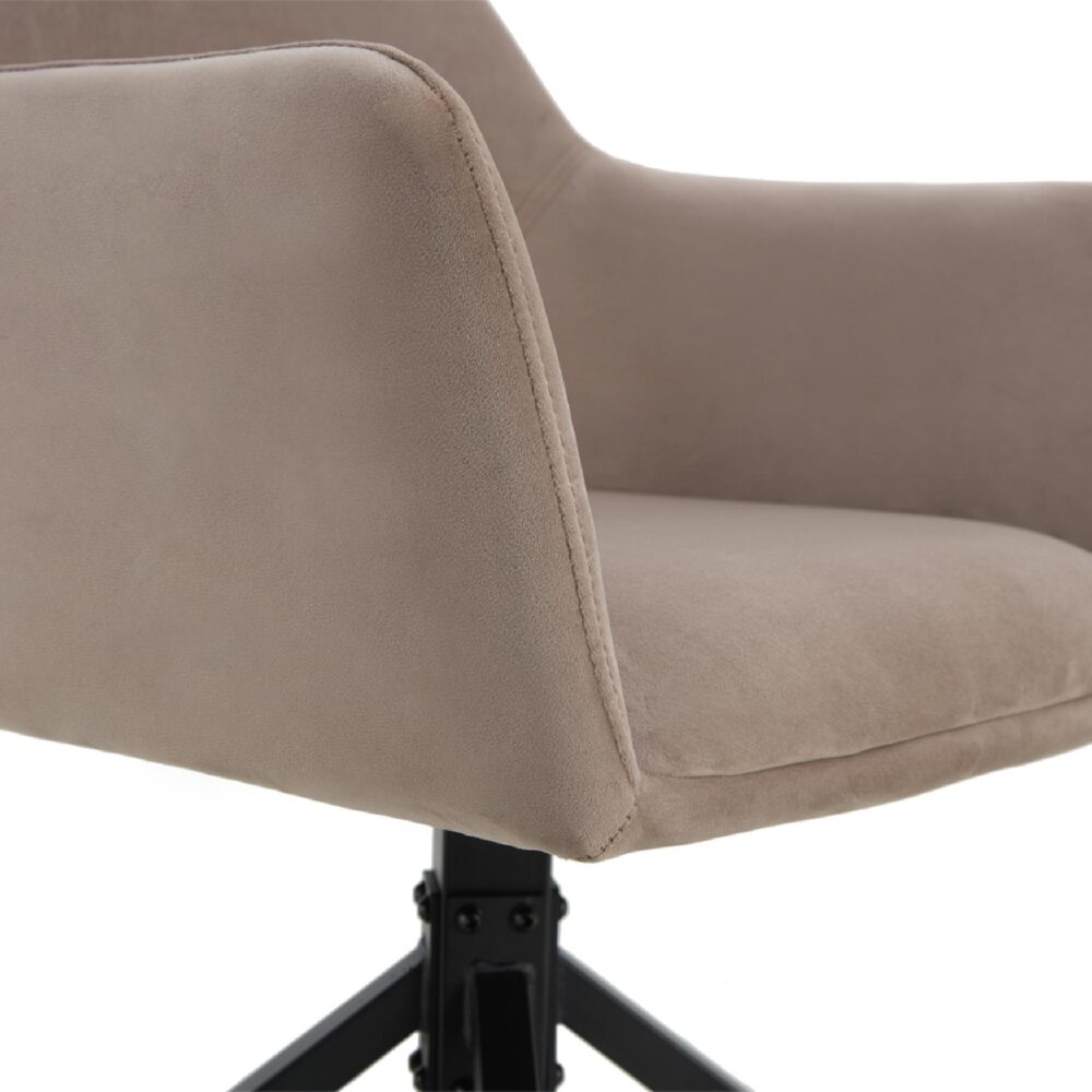 Savi taupe velvet draaibare eetkamerstoelen met armleuningen afbeelding 8