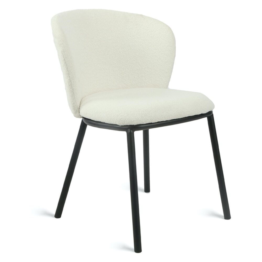 bouclé eetkamerstoelen ivoor Silja afbeelding 2