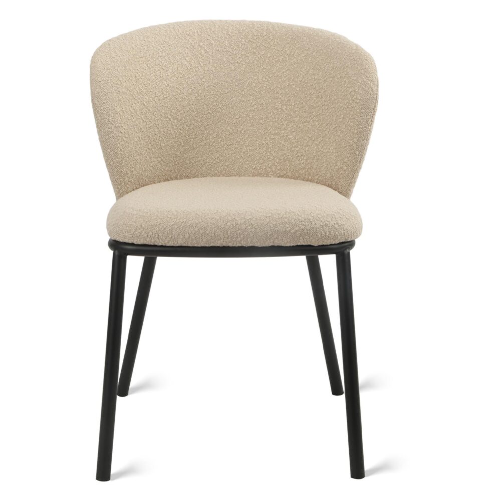 taupe bouclé eetkamerstoelen Silja set van 2 afbeelding 2