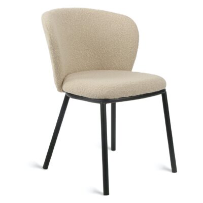 taupe bouclé eetkamerstoelen Silja set van 2 afbeelding 1