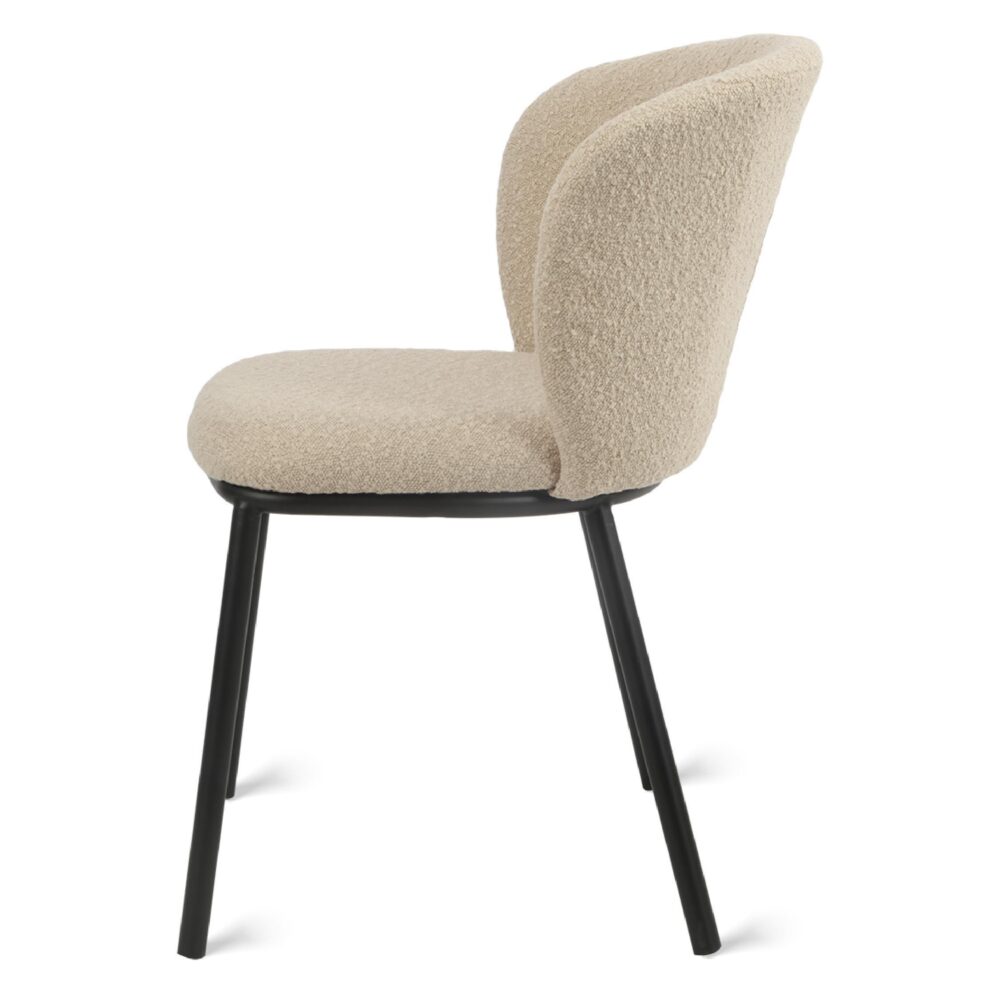 taupe bouclé eetkamerstoelen Silja set van 2 afbeelding 5