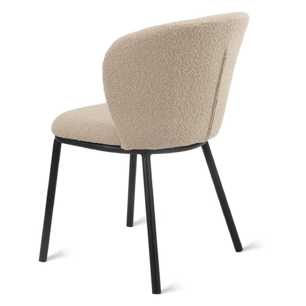taupe bouclé eetkamerstoelen Silja set van 2 afbeelding 4