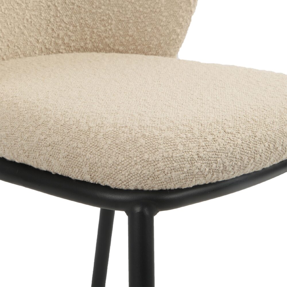 taupe bouclé eetkamerstoelen Silja set van 2 afbeelding 7