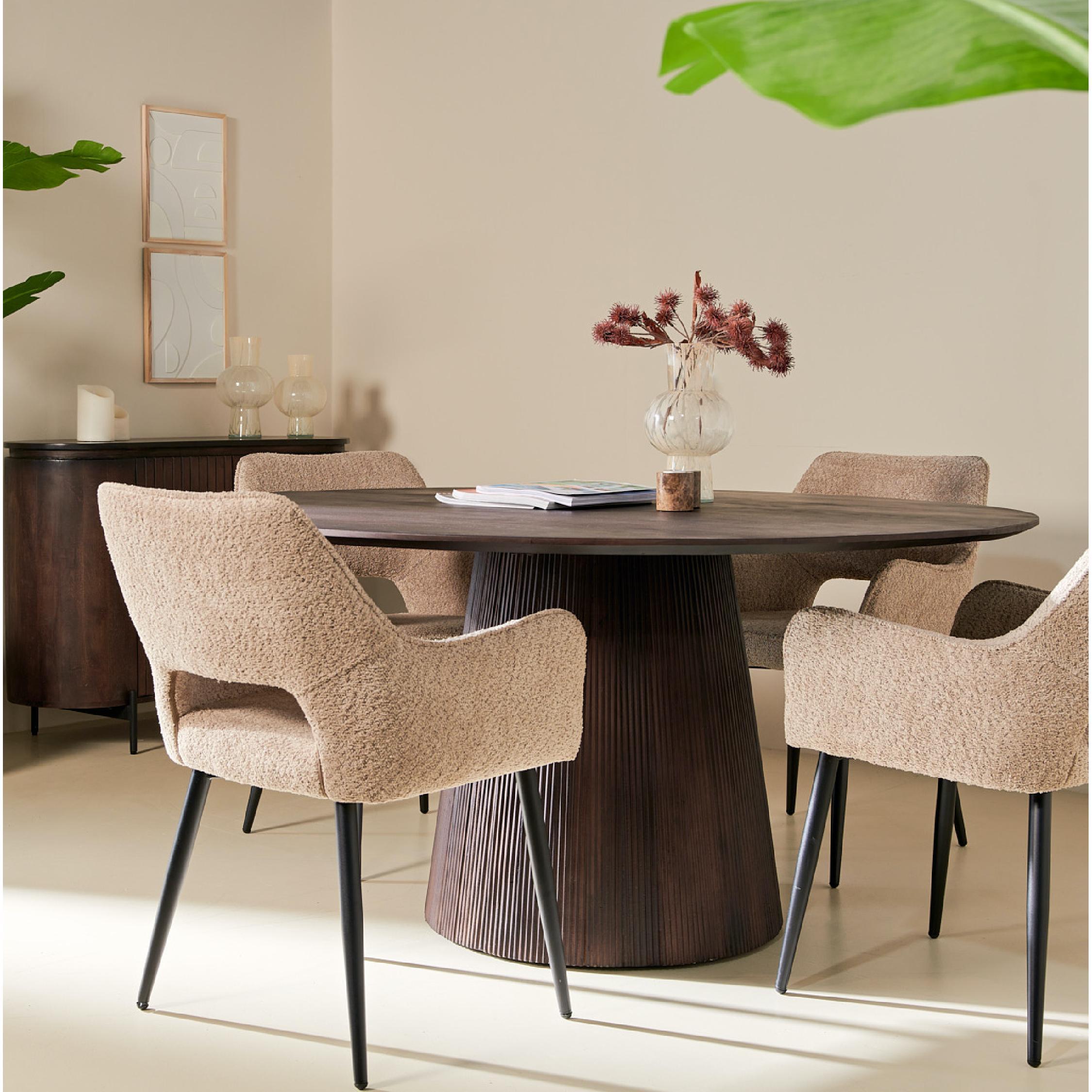 ronde mangohouten eettafel Nala 120 cm donkerbruin afbeelding 7