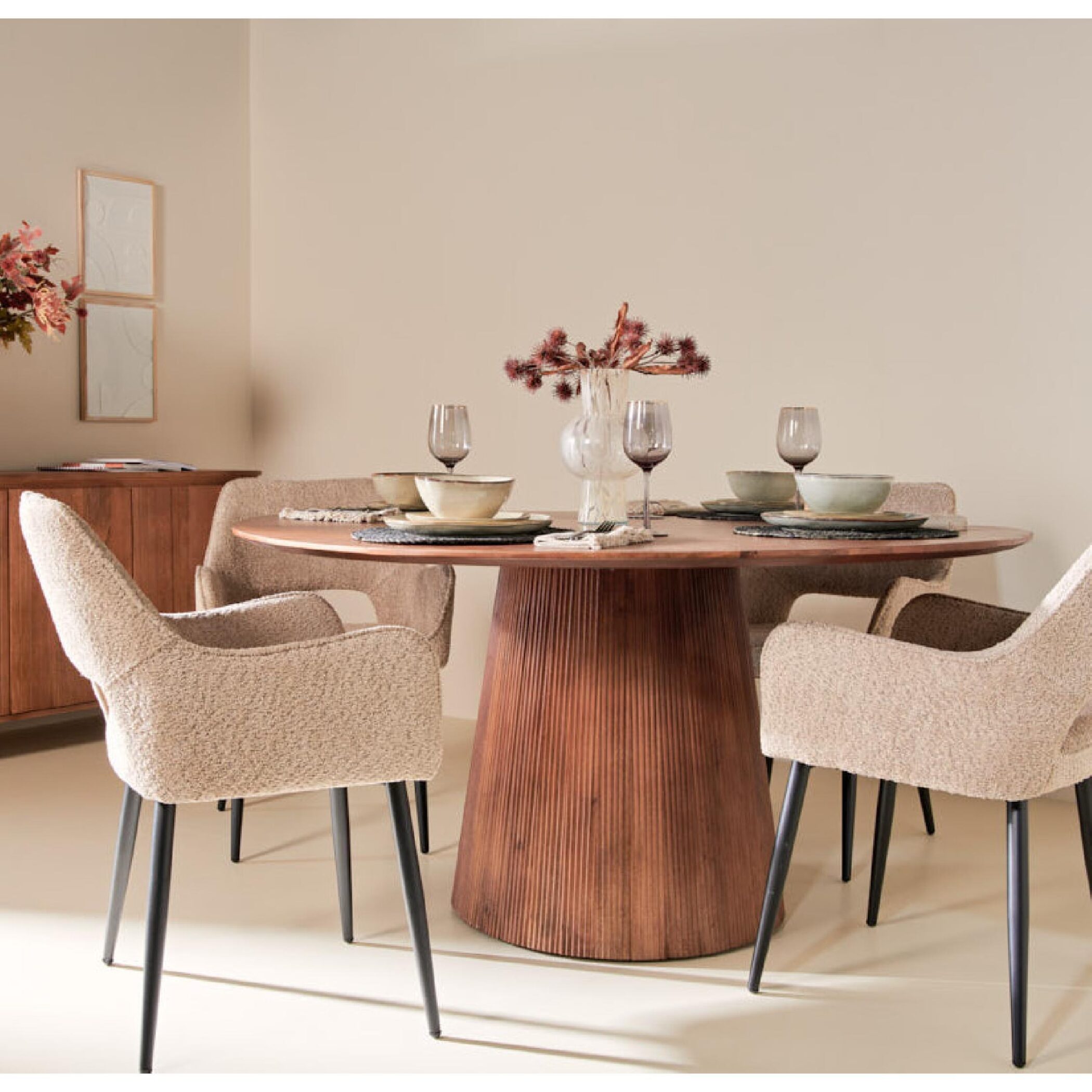ronde mangohouten eettafel Nala 150 cm afbeelding 6