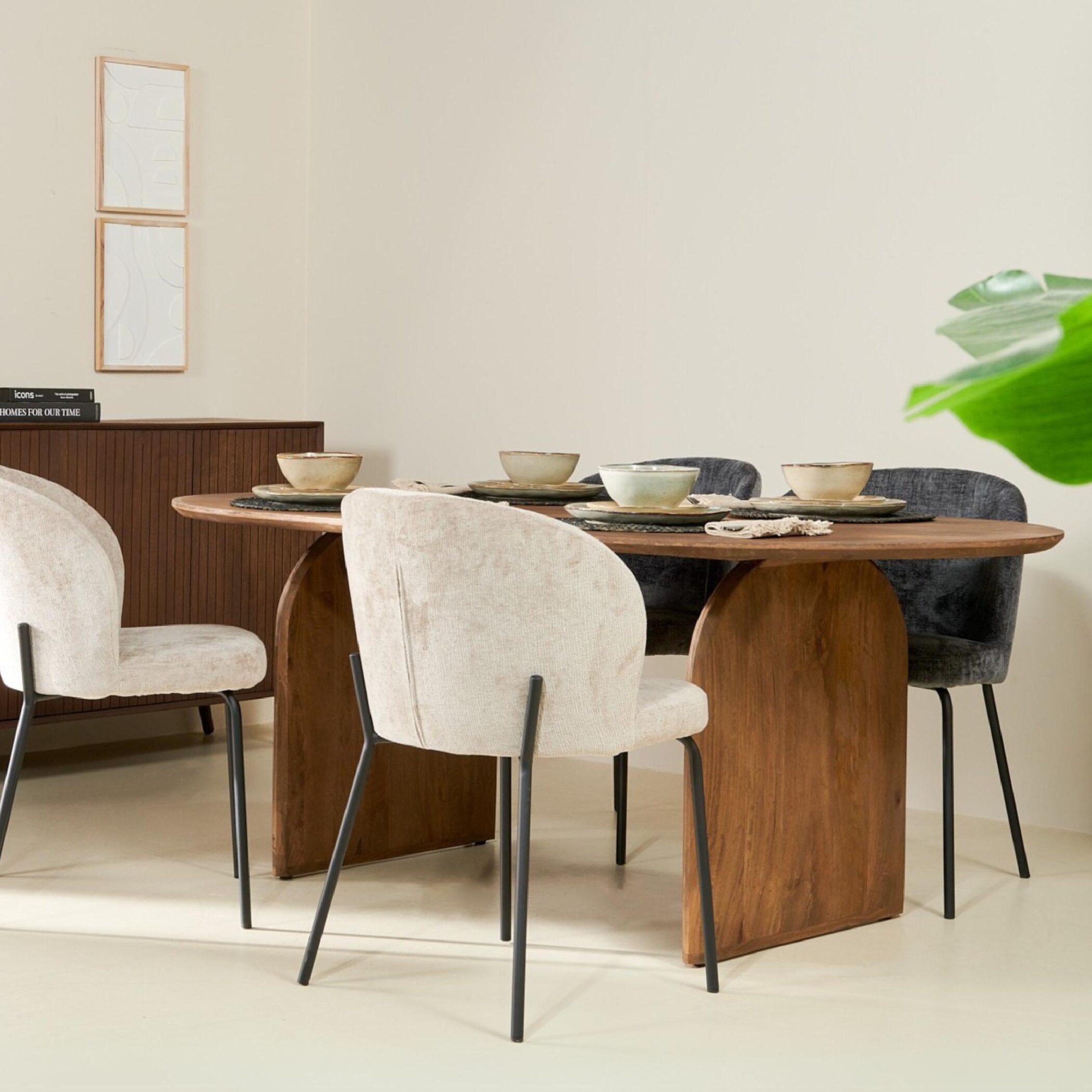 ovale mangohouten eettafel Eira 200x100 cm afbeelding 7